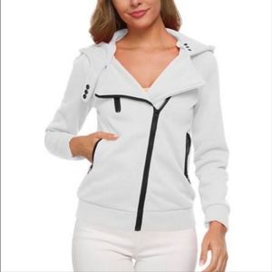 NWOT White Zippered Hoodie. Sz M